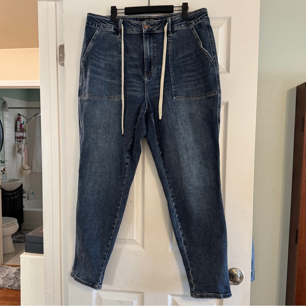 Judy Blue Sandy Springs High Rise Elastic Drawstring Jogger Jeans 16W